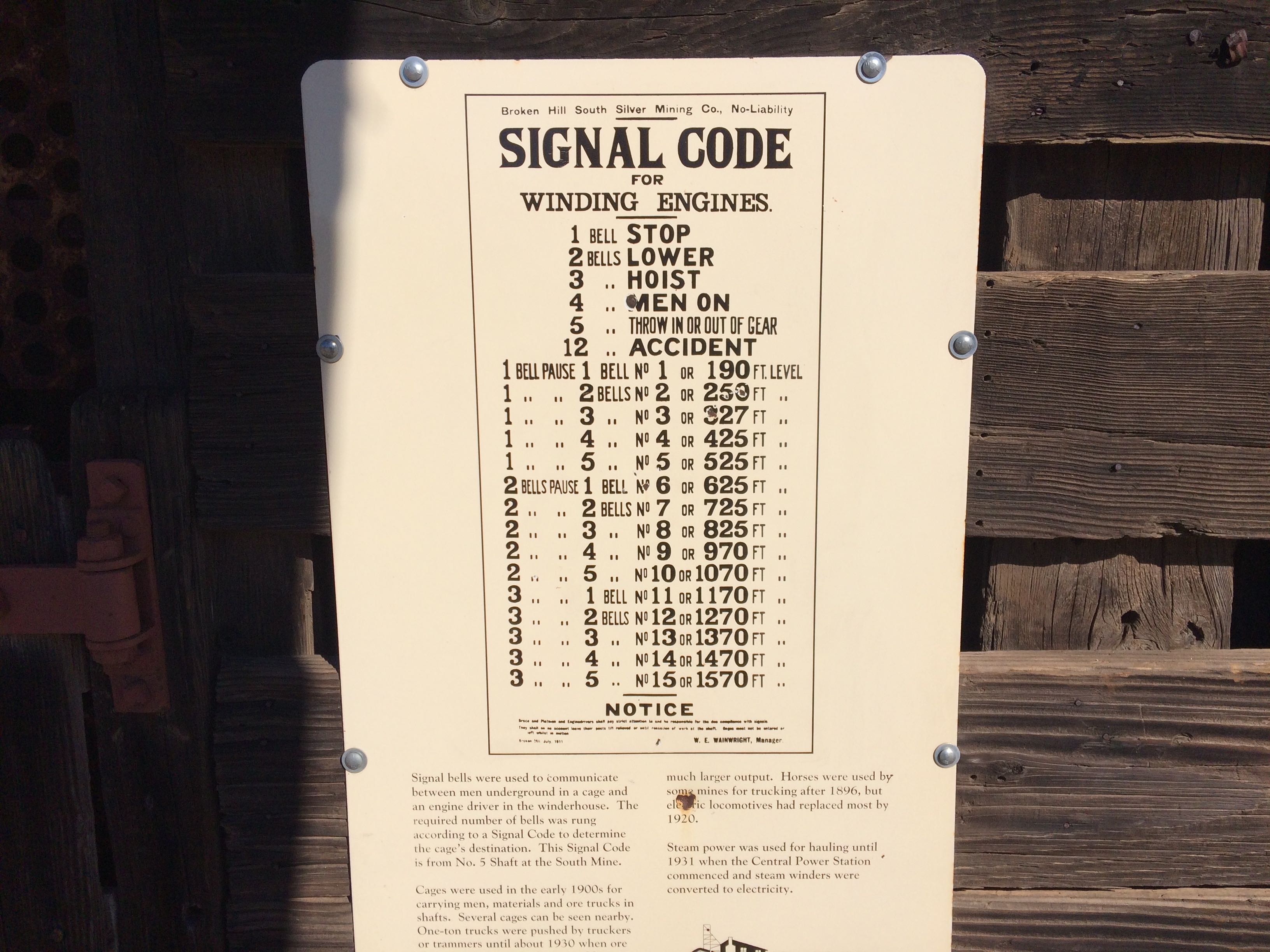 Old railway signal codes sign